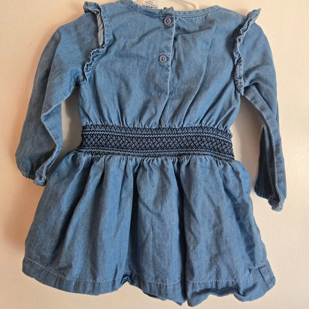 Baby GAP‎ Toddler Girls Shirred Button Through Denim Dress 12-18Months